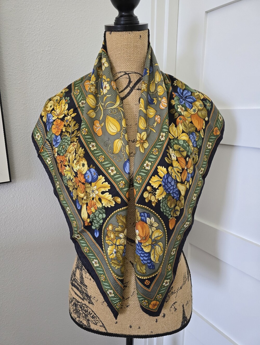 Loewe Silk Scarf Vintage 34" Square Floral EUC
